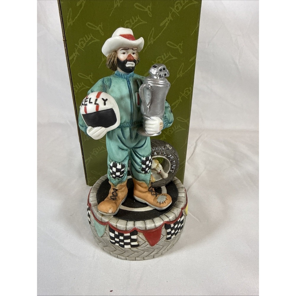 Emmett Kelly Jr Flambro Race Car Driver Music Box With A Little Bit Of Luck
